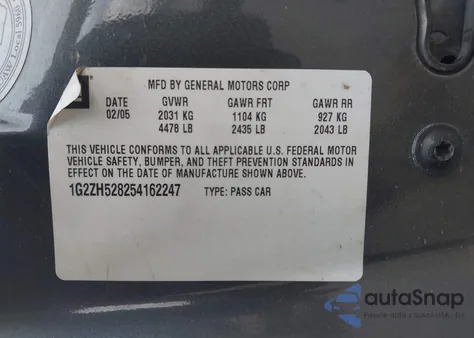 2005 Pontiac G6 Gt from USA, damaged, VIN 1G2ZH528254162247